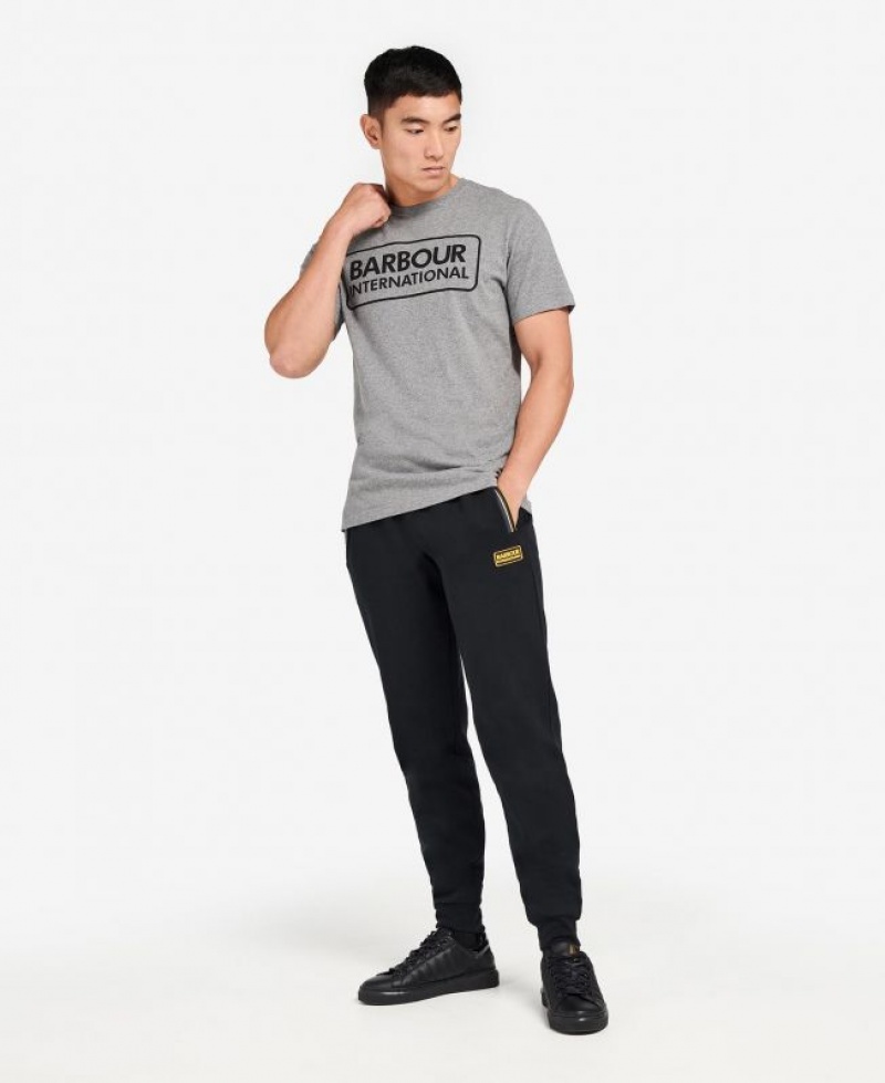 Grey Men Barbour International Essential Large Logo T-Shirts | US-7385MOFVR