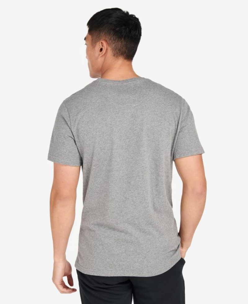 Grey Men Barbour International Essential Large Logo T-Shirts | US-7385MOFVR