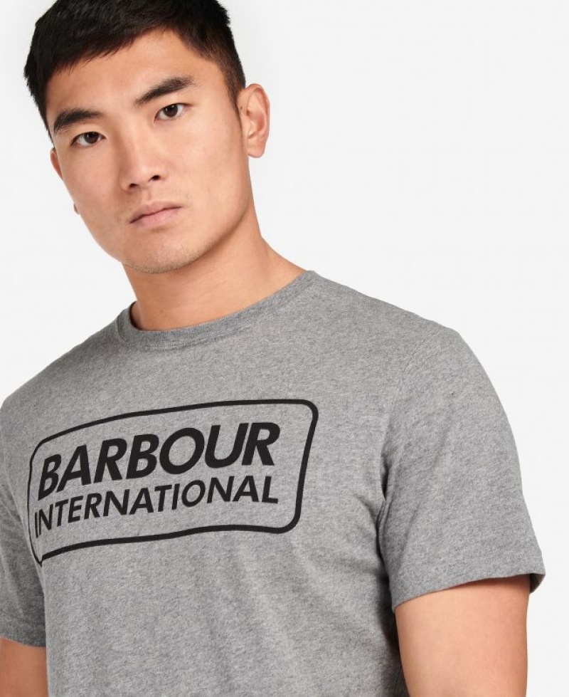 Grey Men Barbour International Essential Large Logo T-Shirts | US-7385MOFVR