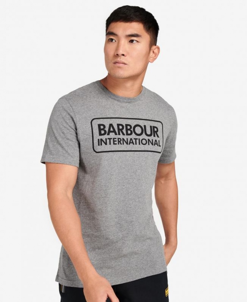 Grey Men Barbour International Essential Large Logo T-Shirts | US-7385MOFVR