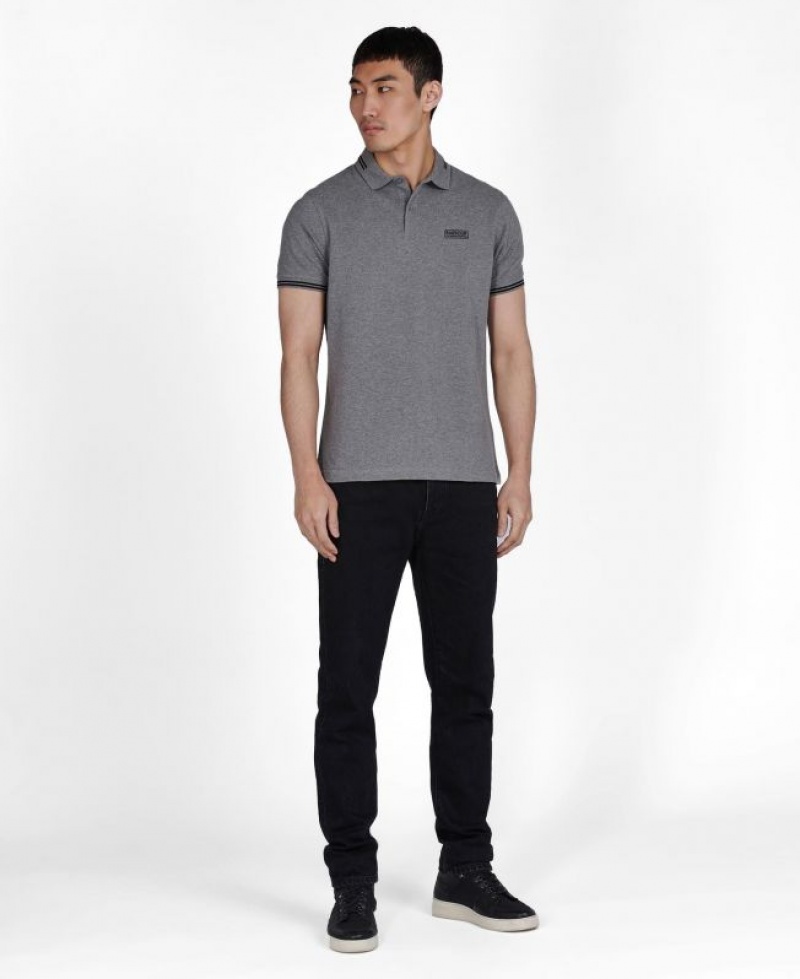 Grey Men Barbour International Essential Tipped Polo Shirt | US-2316FELVJ