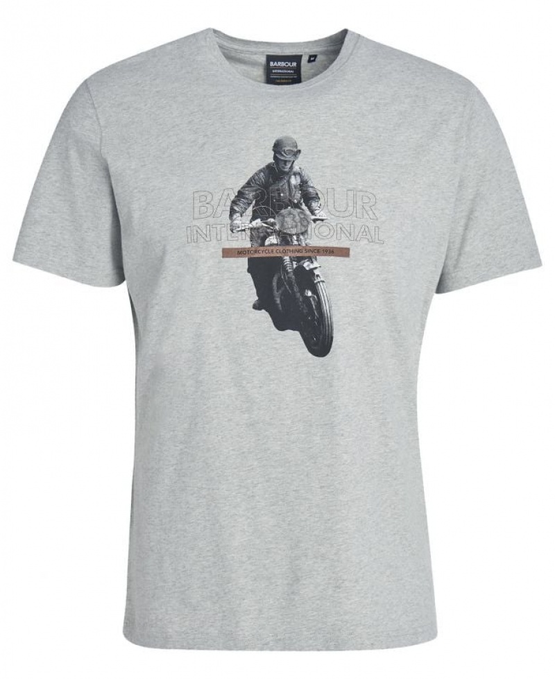 Grey Men Barbour International Race T-Shirts | US-3615NKRJD