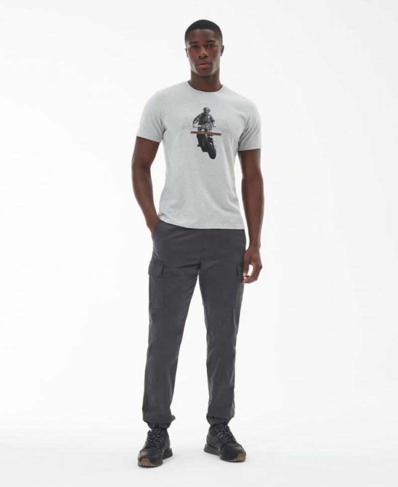 Grey Men Barbour International Race T-Shirts | US-3615NKRJD