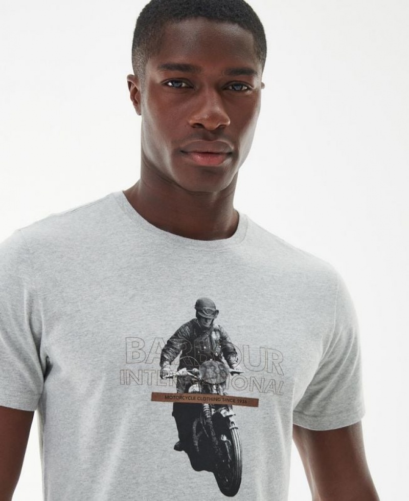 Grey Men Barbour International Race T-Shirts | US-3615NKRJD