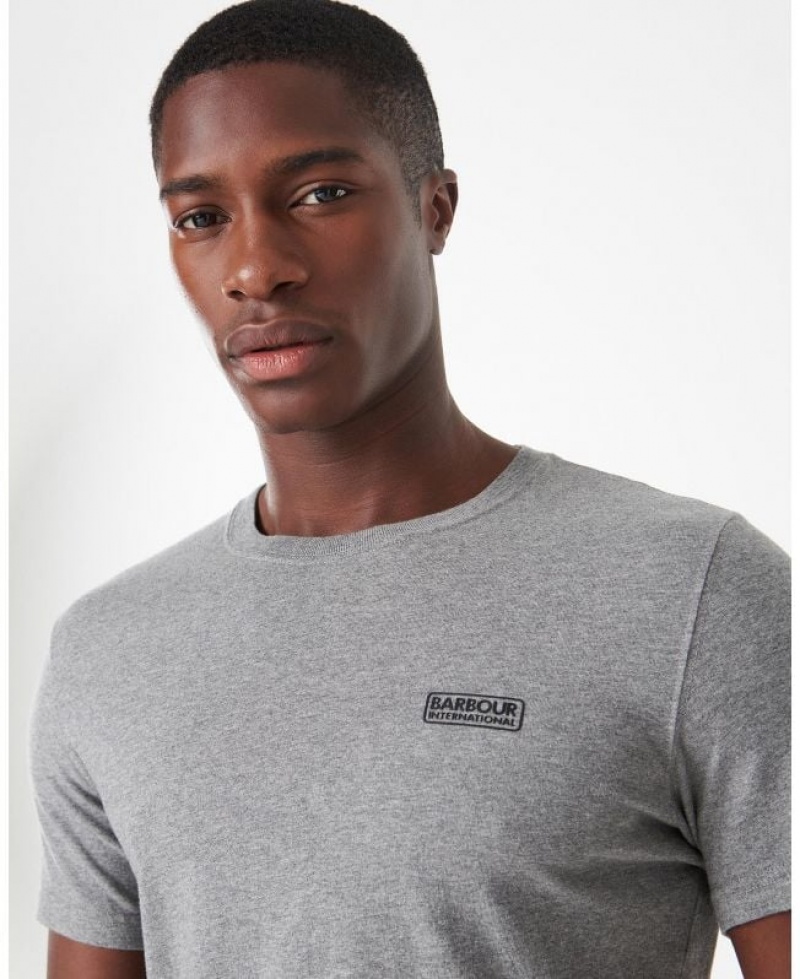 Grey Men Barbour International Small Logo T-Shirts | US-4385ENLIC