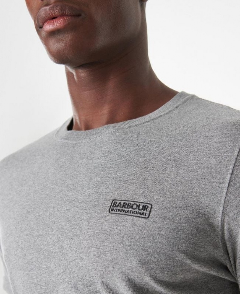 Grey Men Barbour International Small Logo T-Shirts | US-4385ENLIC