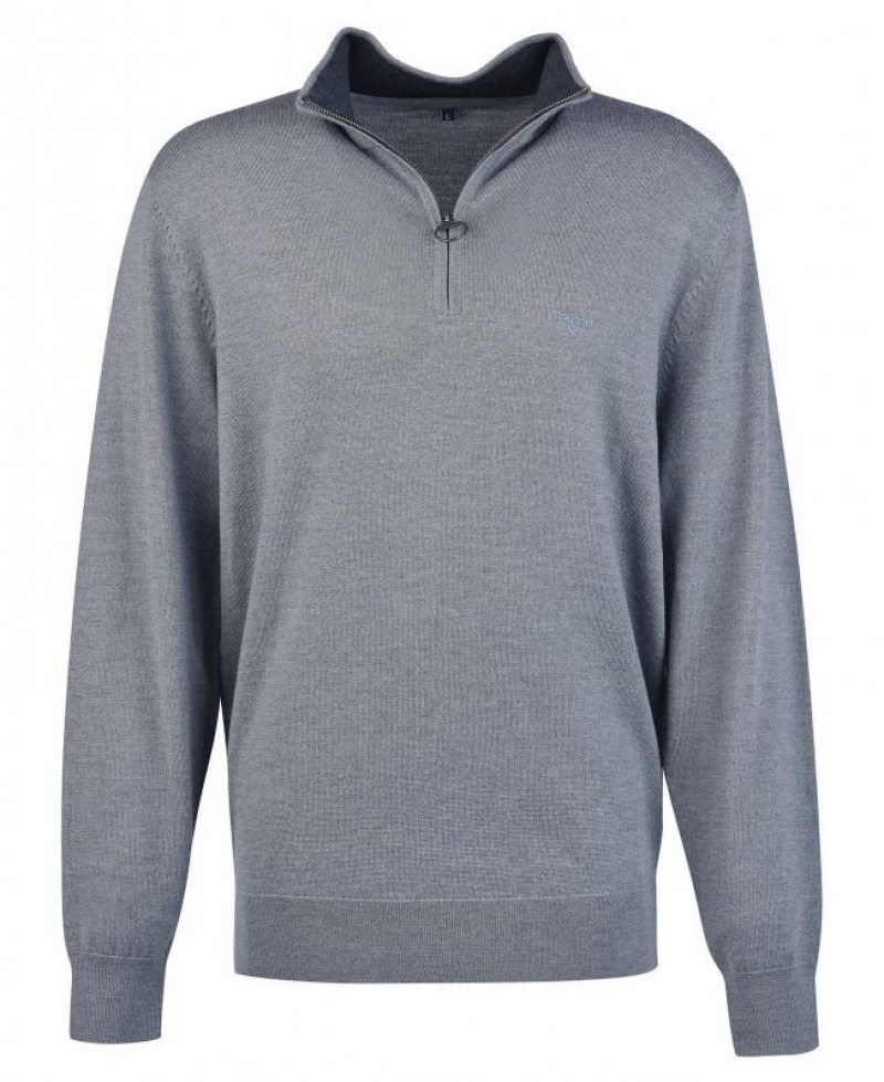 Grey Men Barbour Loyton Merino Half Zip Sweater | US-2679NPMIK