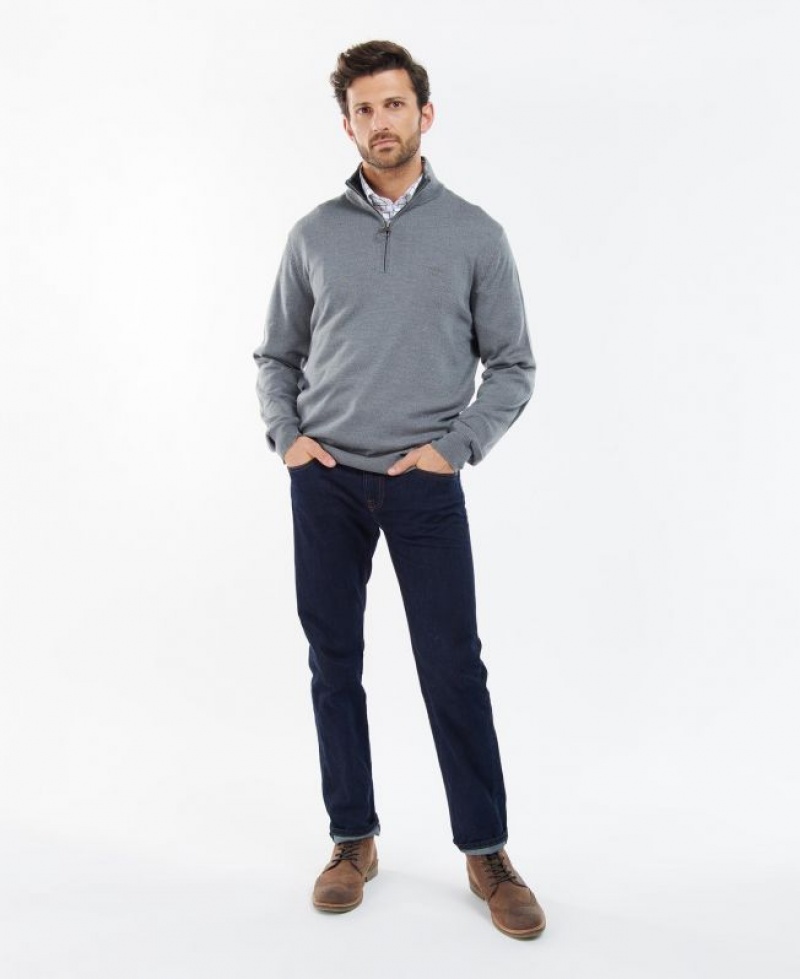 Grey Men Barbour Loyton Merino Half Zip Sweater | US-2679NPMIK