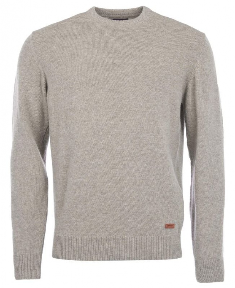 Grey Men Barbour Patch Crew Neck Sweater | US-3217RLVAQ