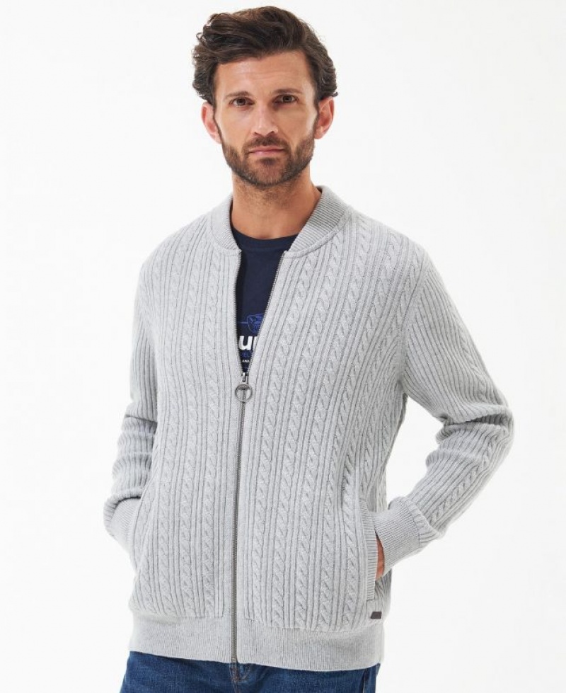 Grey Men Barbour Pennington Cable Knitted Sweater | US-7965BAOWF