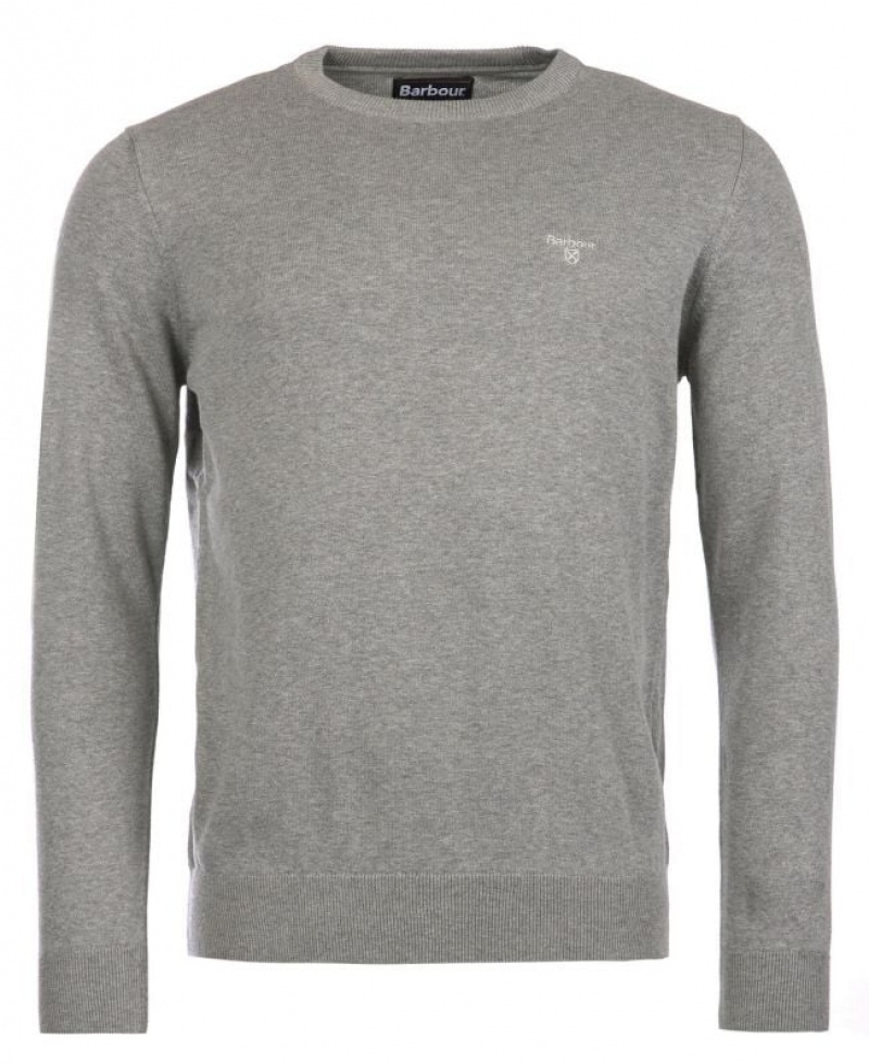 Grey Men Barbour Pima Cotton Crew Neck Sweater | US-5026MZHGJ