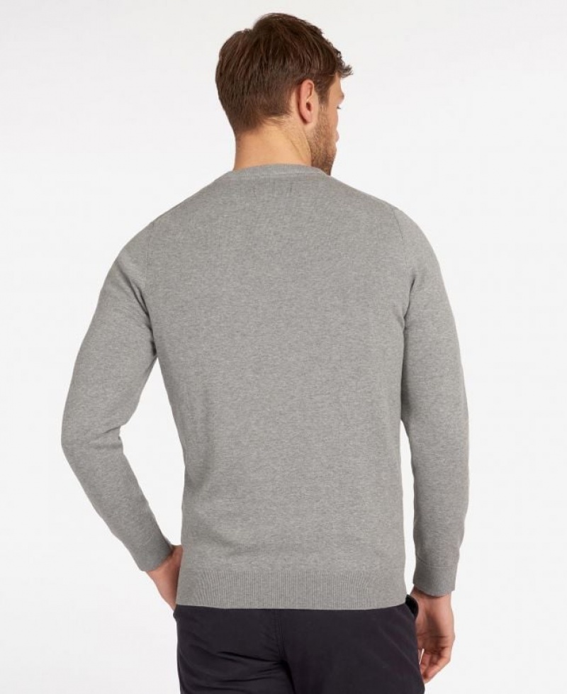 Grey Men Barbour Pima Cotton Crew Neck Sweater | US-5026MZHGJ