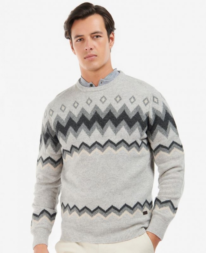 Grey Men Barbour Regis Fairisle Sweatshirt | US-6471BACGZ