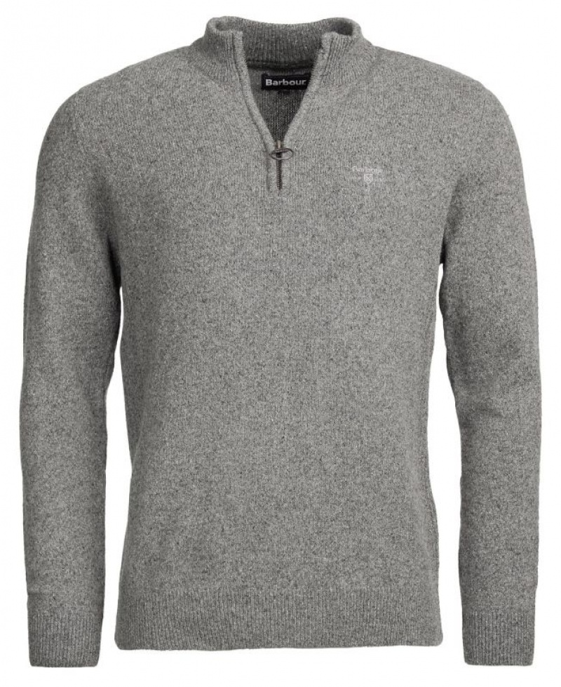 Grey Men Barbour Tisbury Half Zip Sweater | US-4783EKOWU