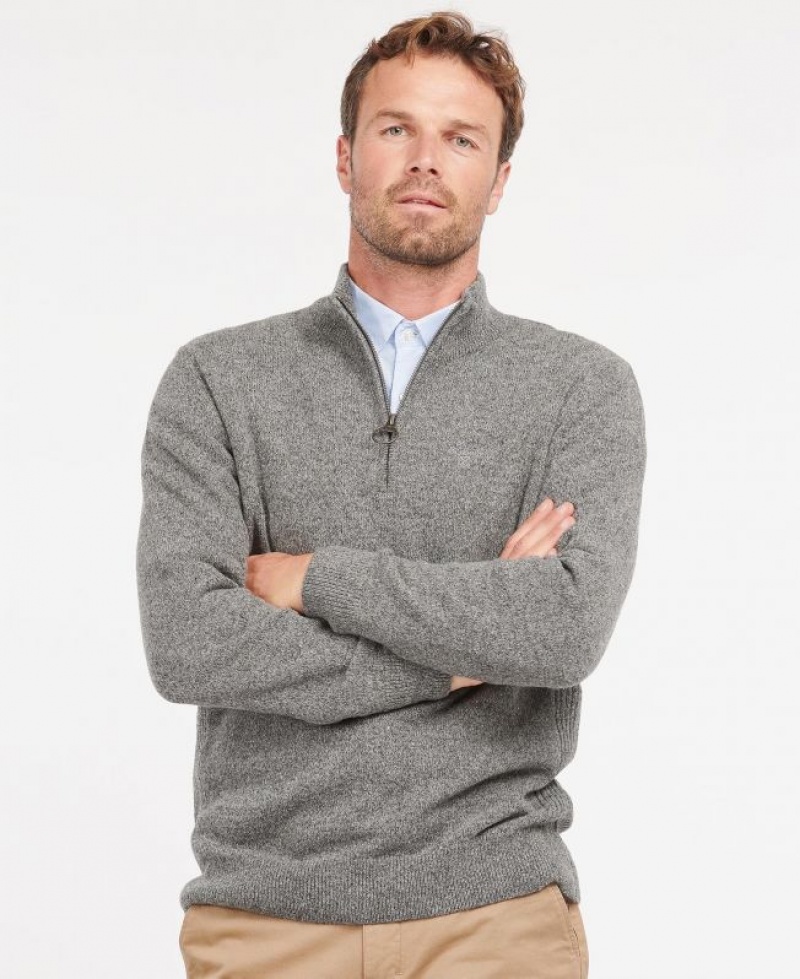 Grey Men Barbour Tisbury Half Zip Sweater | US-4783EKOWU