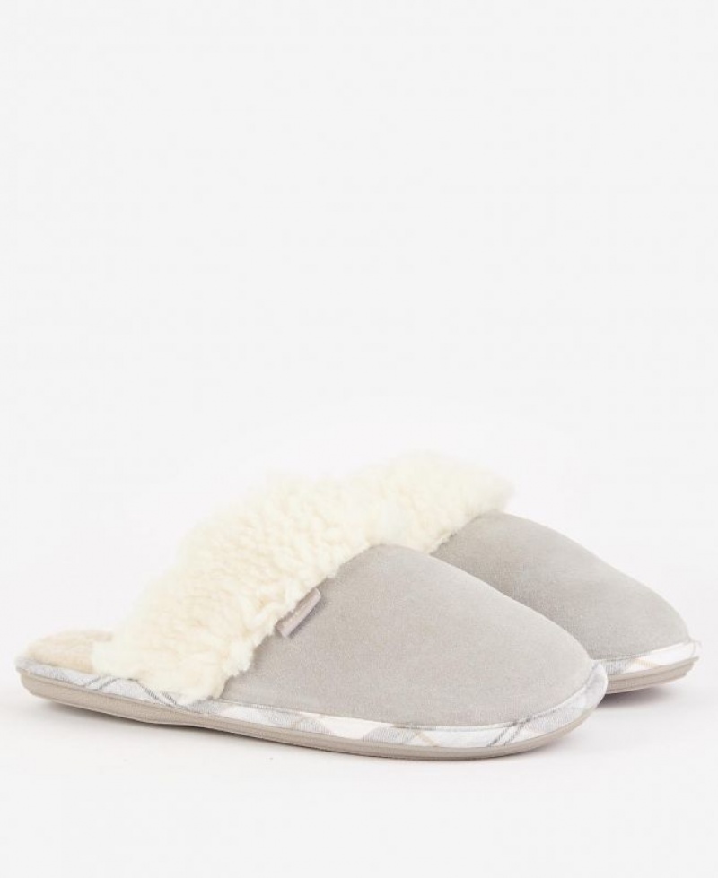 Grey Women Barbour Lydia Mule Slippers | US-1478BJQNP