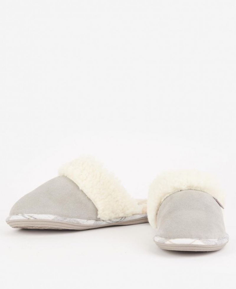 Grey Women Barbour Lydia Mule Slippers | US-1478BJQNP