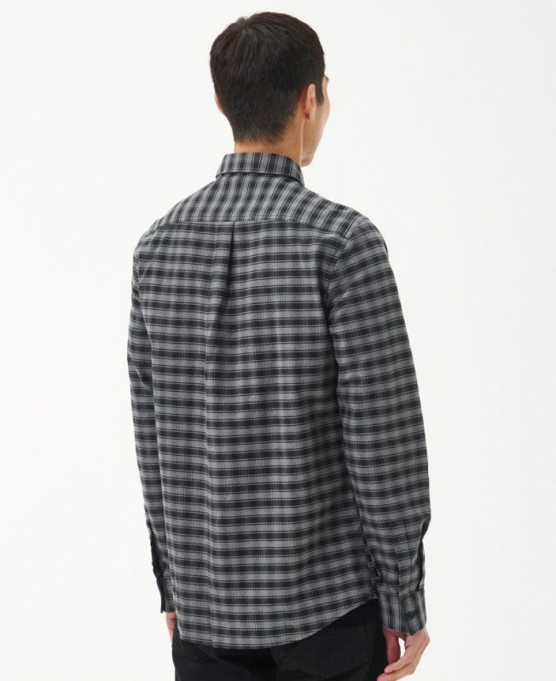 Grey / Black Men Barbour International Cable Tailored Shirts | US-9745LONDP