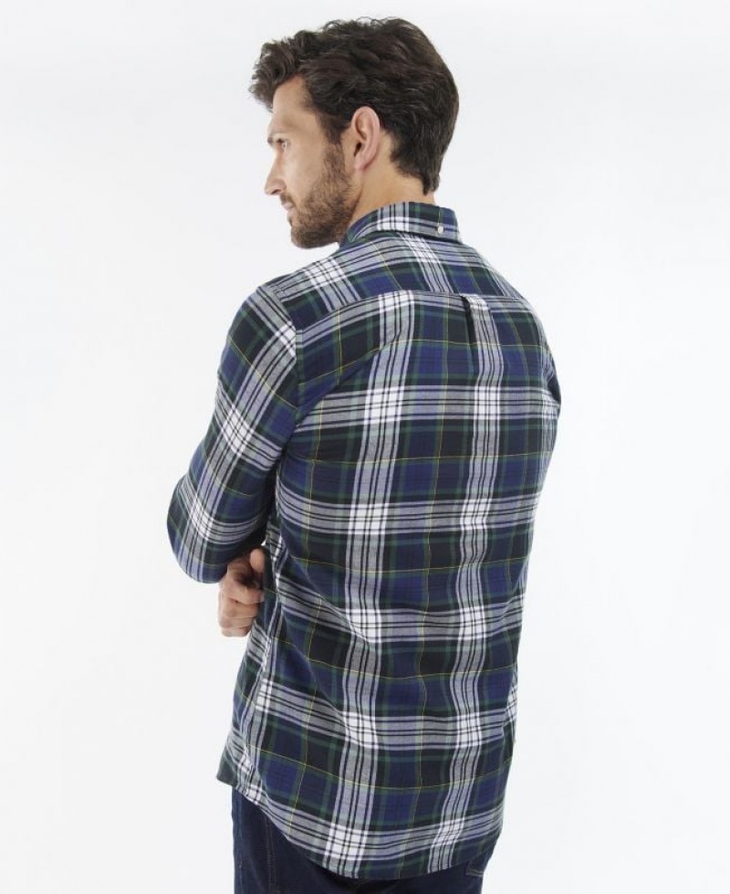 Grey / Blue / Green Men Barbour Crossfell Tailored Shirts | US-4816RDIOP