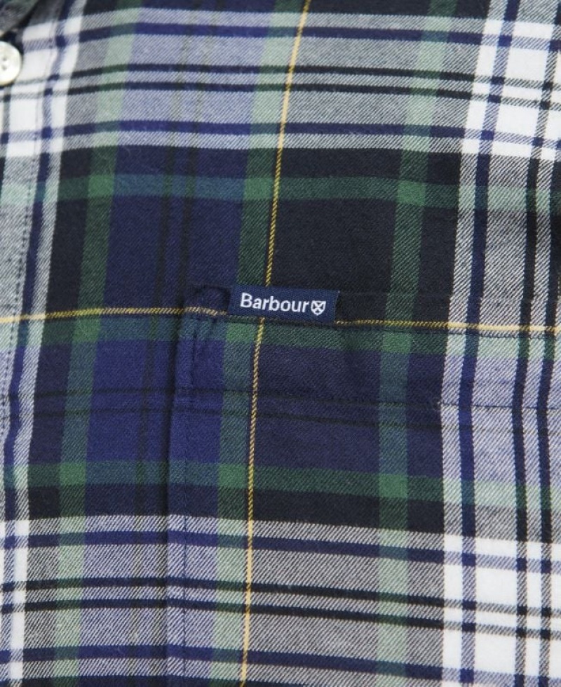 Grey / Blue / Green Men Barbour Crossfell Tailored Shirts | US-4816RDIOP