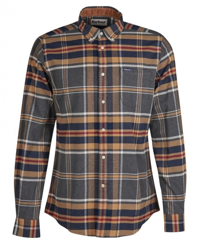 Grey / Brown / Navy Men Barbour Ronan Tailored Check Shirts | US-6390TUGWQ