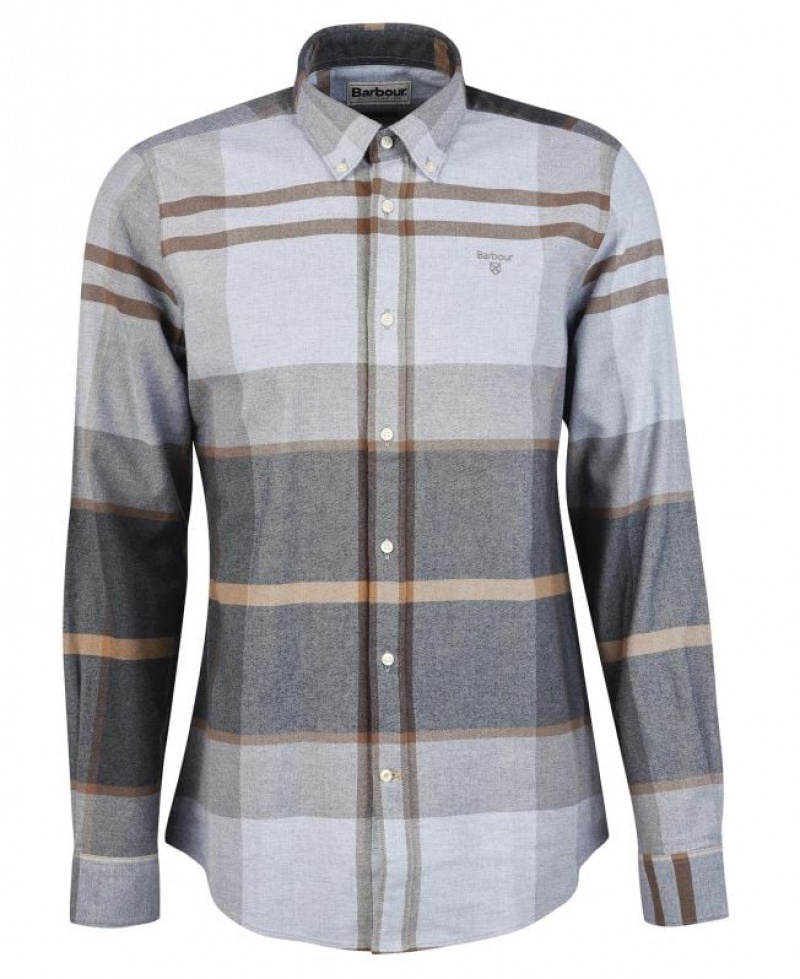 Grey / Dark Grey Men Barbour Iceloch Tailored Shirts | US-4190AIQOE