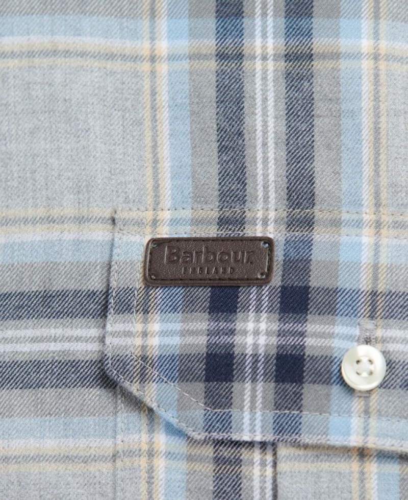 Grey / Navy Men Barbour Singsby Thermo Weave Shirts | US-8591EKRYS