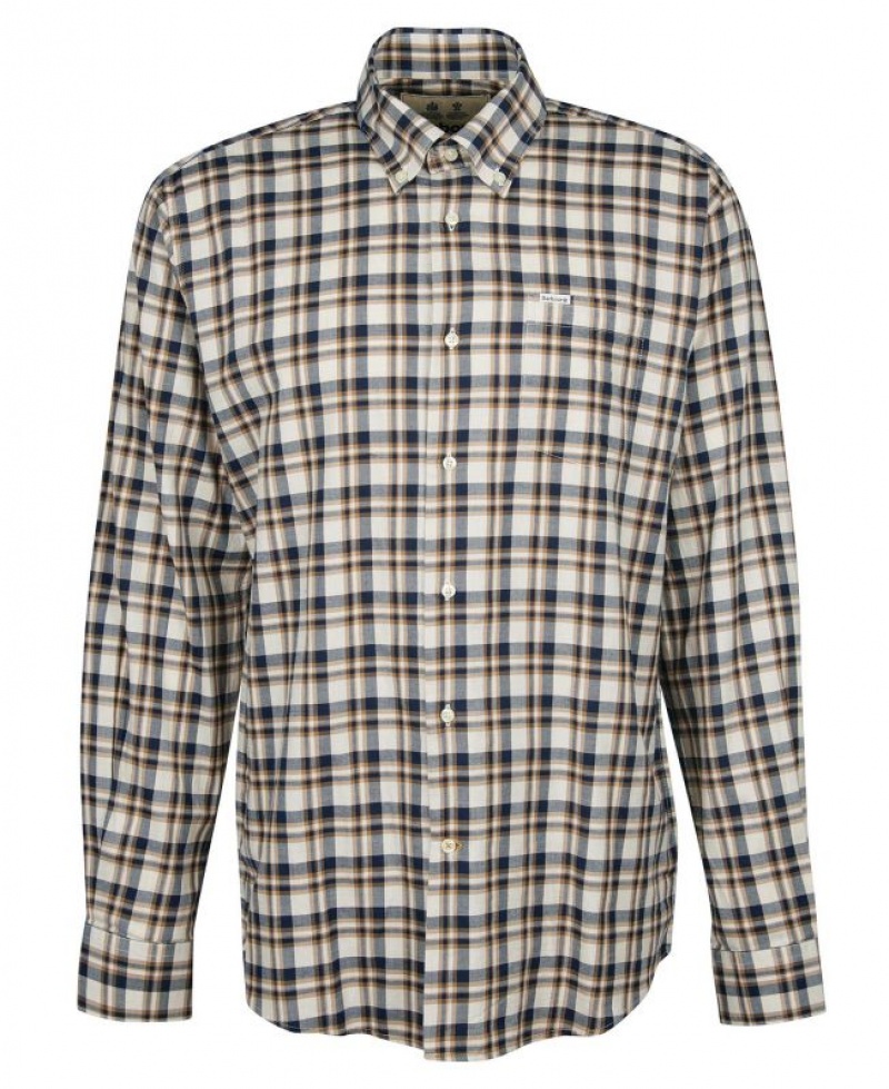 Grey / Navy Men Barbour Turville Regular Fit Shirts | US-0657NQXIR