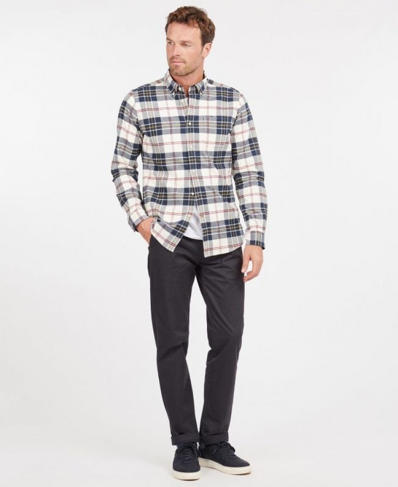 Grey / White / Navy Men Barbour Ronan Tailored Check Shirts | US-6790BILVQ