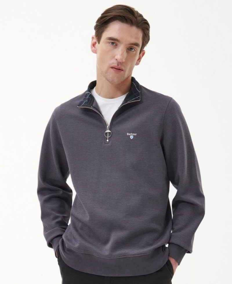 Indigo Men Barbour Bradbury Half-Zip Sweater | US-3801OFWXR