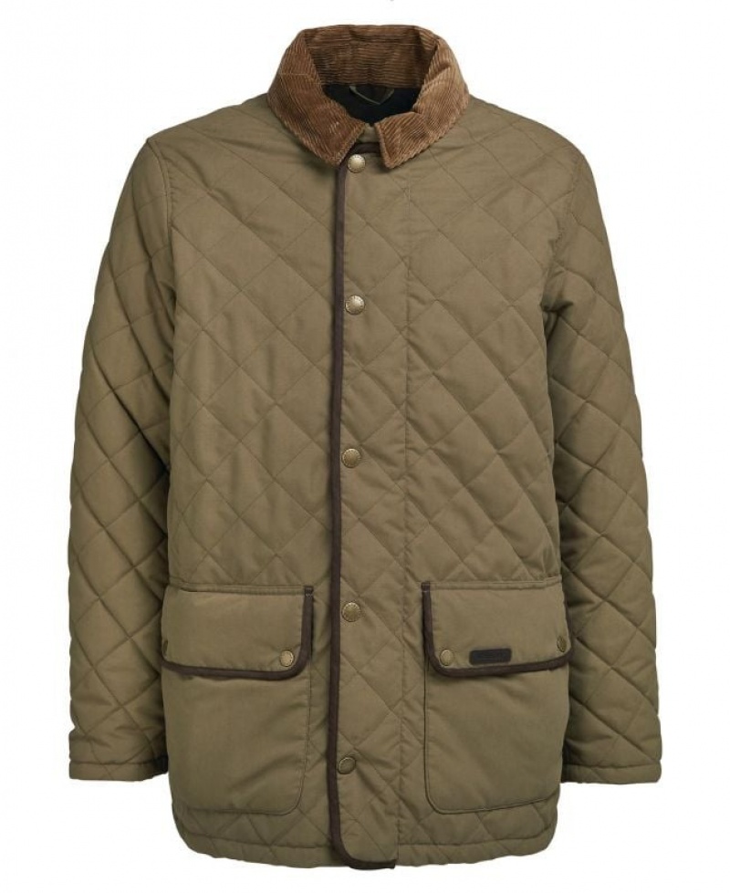 Khaki Men Barbour Burton Quilted Jacket | US-0834OQPUF