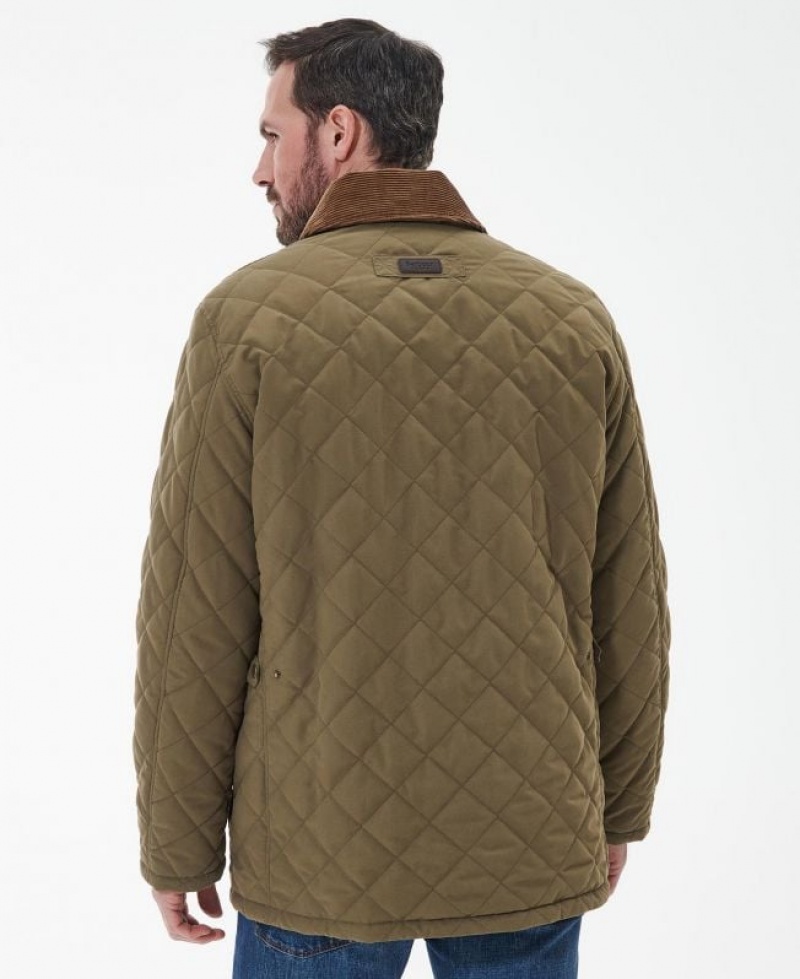 Khaki Men Barbour Burton Quilted Jacket | US-0834OQPUF