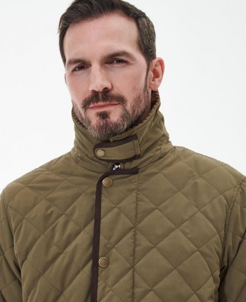 Khaki Men Barbour Burton Quilted Jacket | US-0834OQPUF