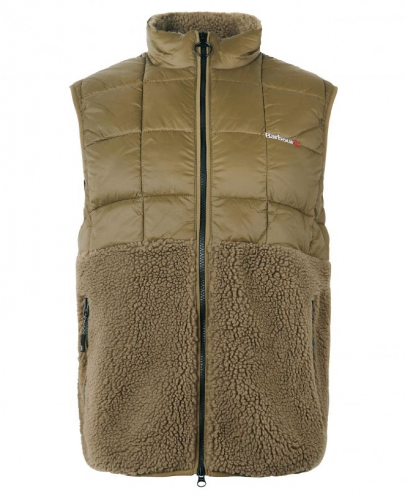 Khaki Men Barbour Fell Fleece Vest | US-1927GUPWA