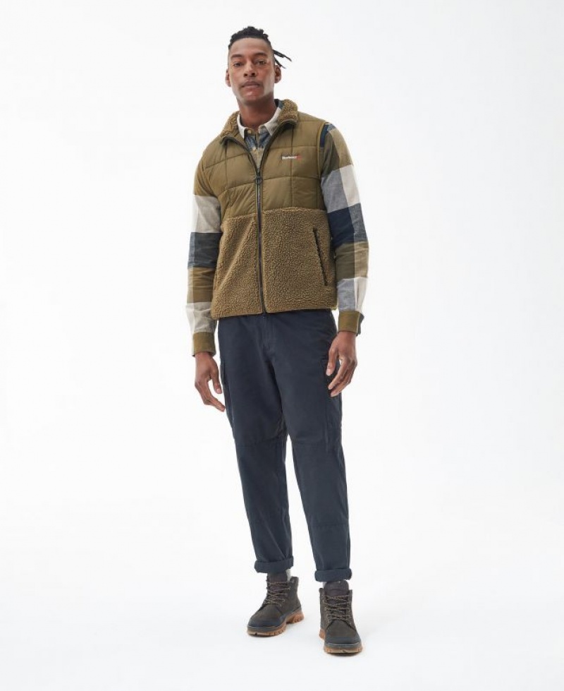 Khaki Men Barbour Fell Fleece Vest | US-1927GUPWA