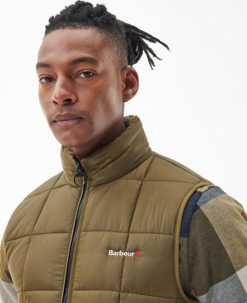 Khaki Men Barbour Fell Fleece Vest | US-1927GUPWA