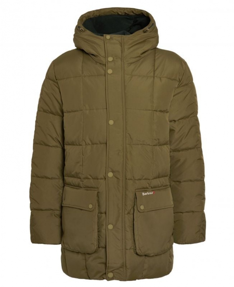 Khaki Men Barbour Snowfell Quilted Jacket | US-4708KBYGS