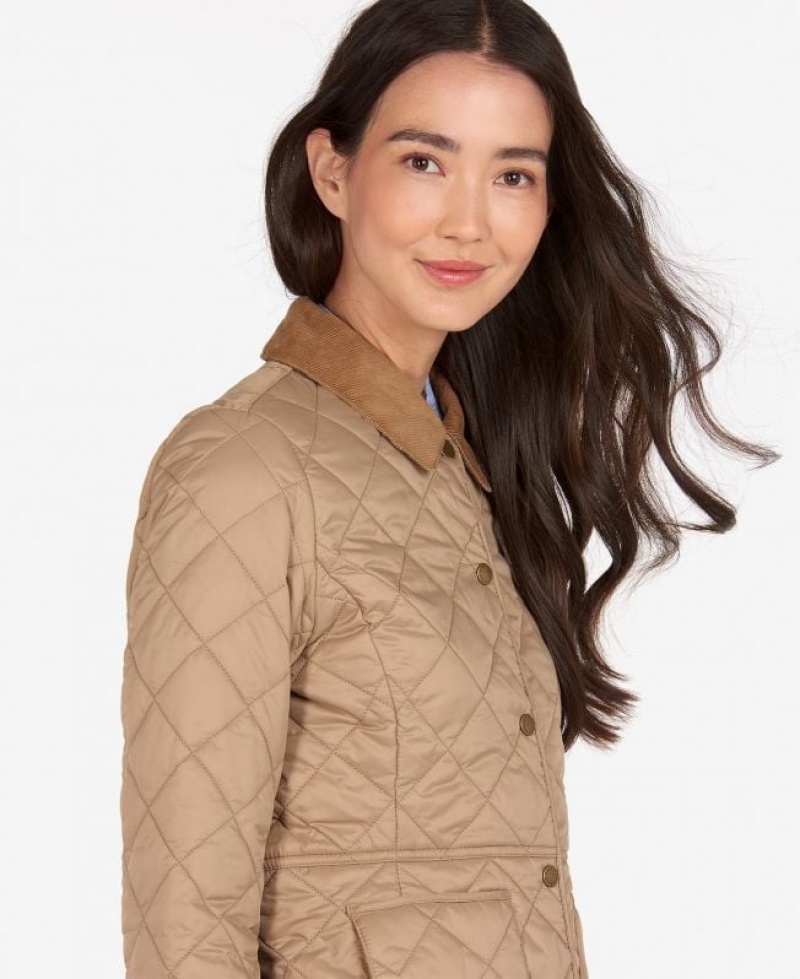 Khaki Women Barbour Deveron Quilted Jacket | US-9435HOSIC