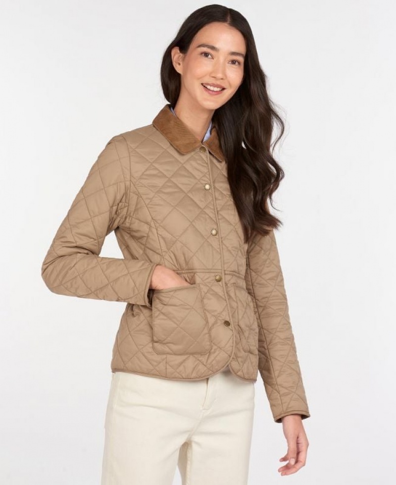 Khaki Women Barbour Deveron Quilted Jacket | US-9435HOSIC