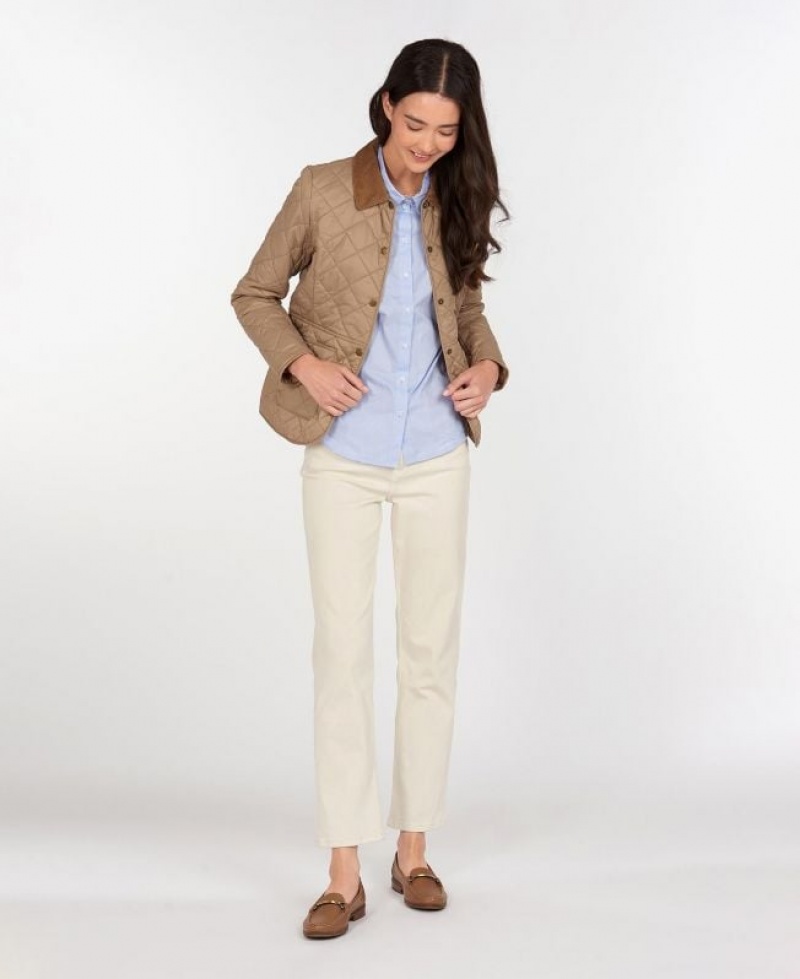 Khaki Women Barbour Deveron Quilted Jacket | US-9435HOSIC