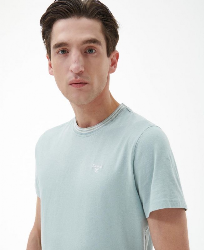 Light Blue Men Barbour Austwick T-Shirts | US-4806BQGJV