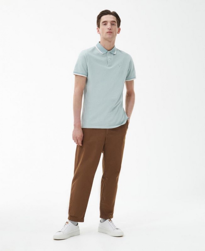 Light Blue Men Barbour Barnard Polo Shirt | US-2104PWSTK