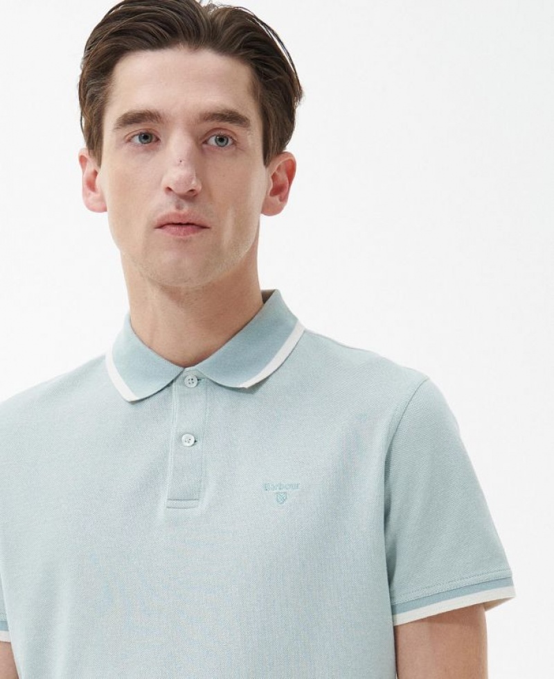 Light Blue Men Barbour Barnard Polo Shirt | US-2104PWSTK