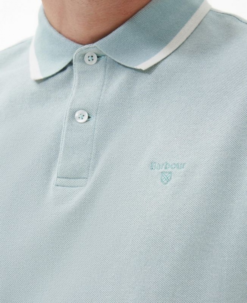 Light Blue Men Barbour Barnard Polo Shirt | US-2104PWSTK