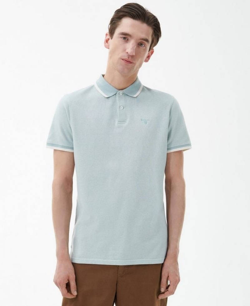 Light Blue Men Barbour Barnard Polo Shirt | US-2104PWSTK