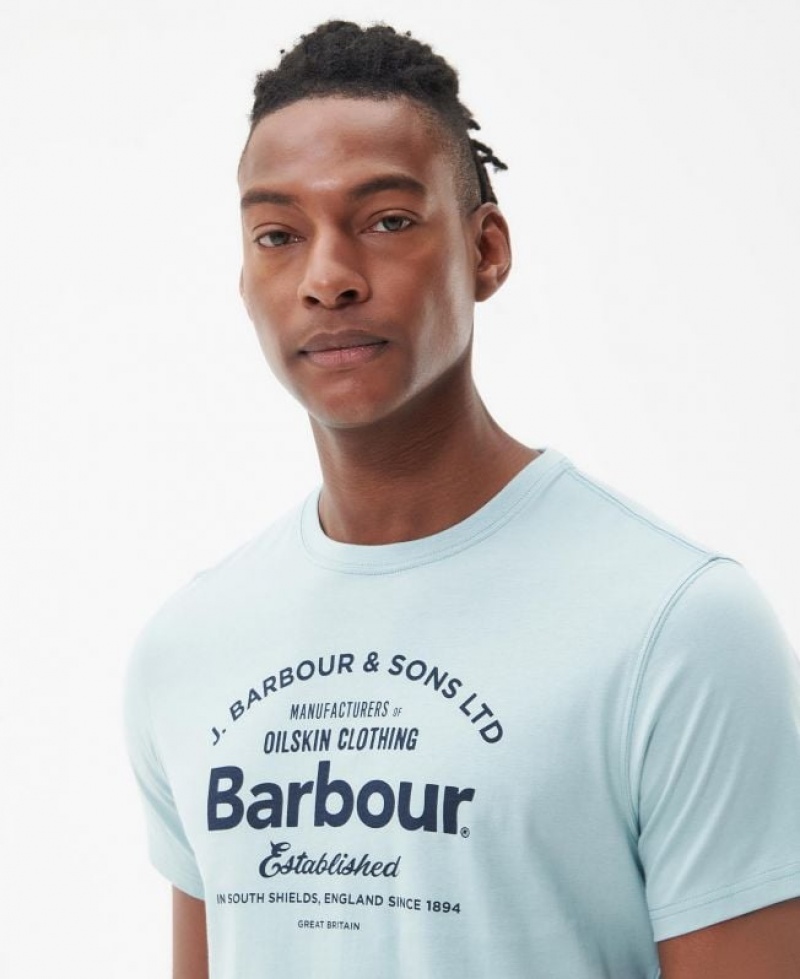 Light Blue Men Barbour Brairton T-Shirts | US-7238IKHUV