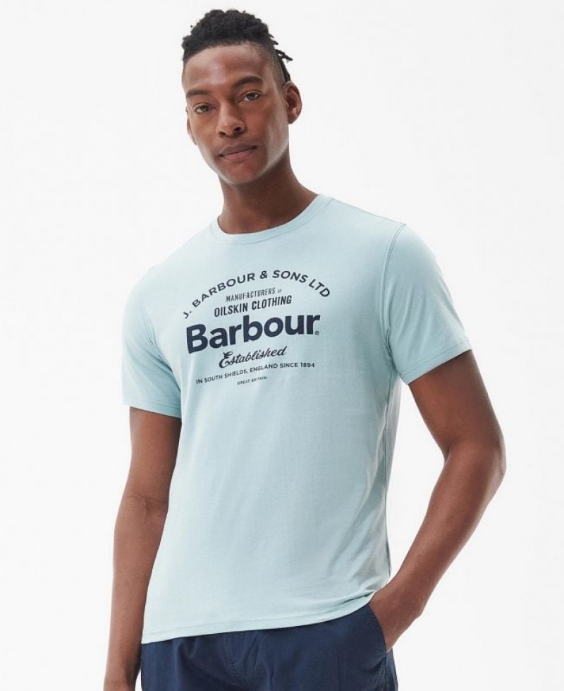 Light Blue Men Barbour Brairton T-Shirts | US-7238IKHUV