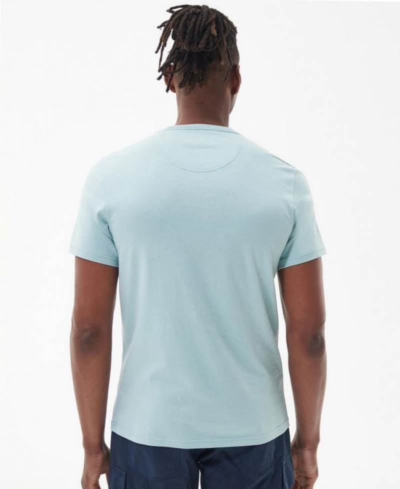 Light Blue Men Barbour Cast T-Shirts | US-3694VGYDC