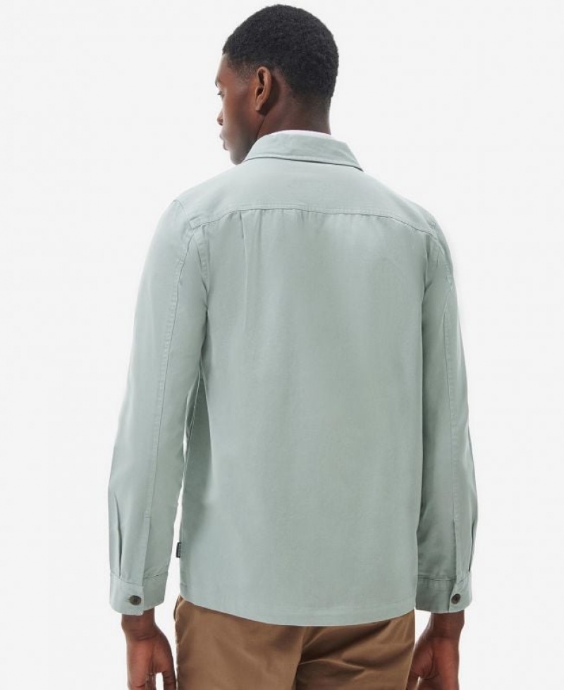 Light Blue Men Barbour Dene Overshirt | US-1985YTHFI