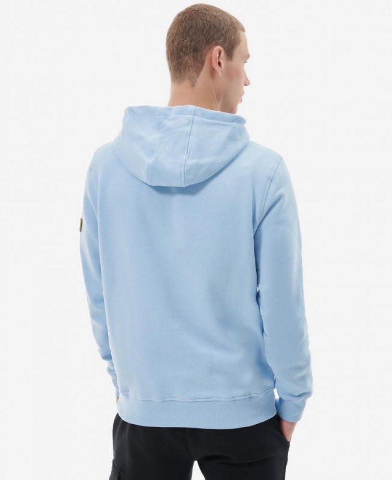 Light Blue Men Barbour International Badge Half-Zip Hoodie | US-9231JKMPH